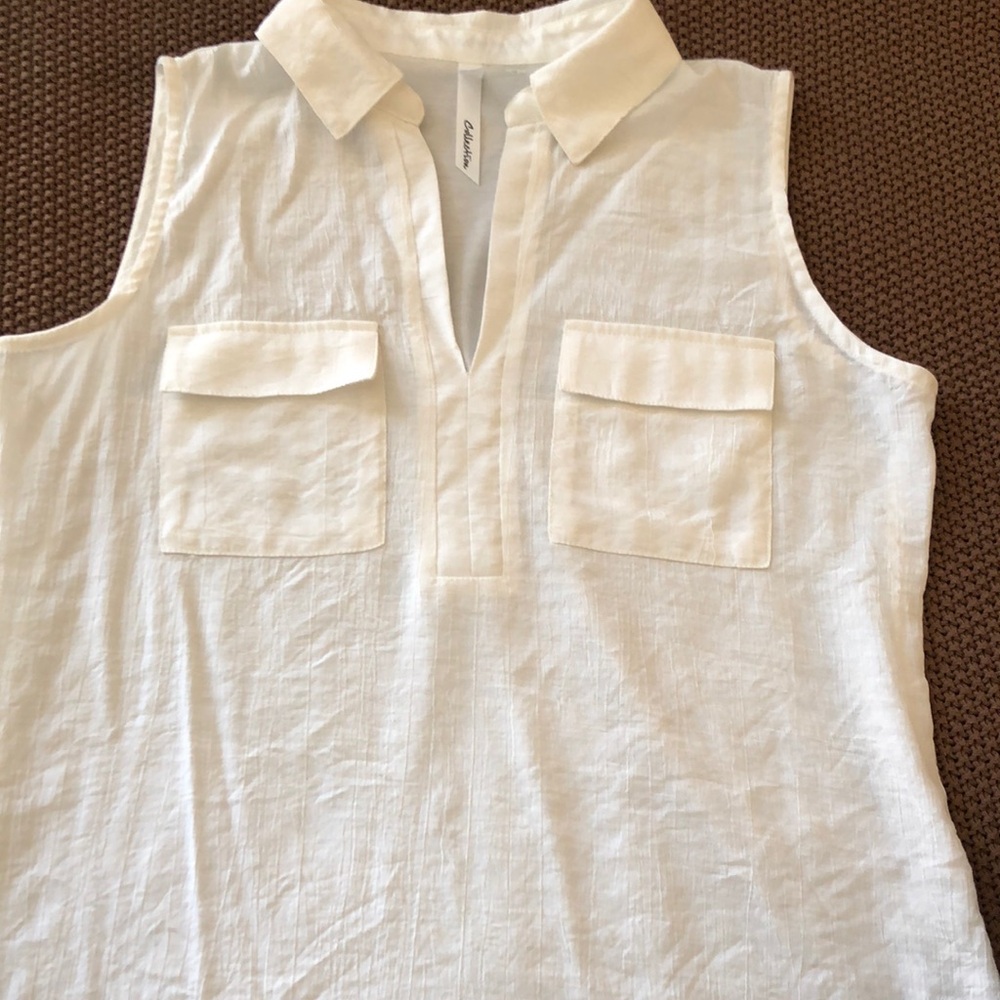 White Sleeveless Blouse